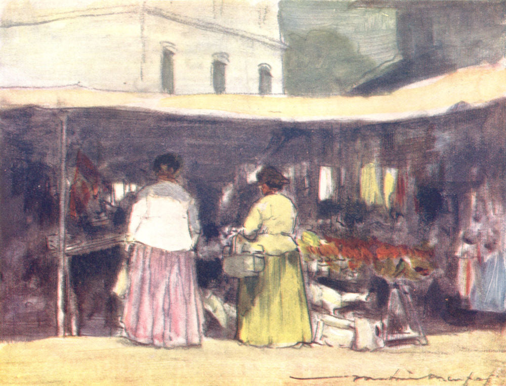 PARIS. A Fish Stall at Neuilly 1909 old antique vintage print picture